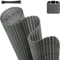 Sekey PVC Sichtschutzmatte mit Kabelbindern Doppelte Verstärkung Innen 80x300cm Grau