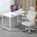 Thanaddo Computertisch, Schreibtisch 120 x 74 x 60 cm, PC Tisch Bürotisch im Industriestil Metallgestell（Weiß/Weiß）