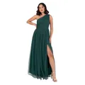 Anaya with Love Womens Ladies Maxi One Cold Shoulder Dress with Slit Split Sleeveless Prom Wedding Guest Bridesmaid Ball Evening Gown, Smaragdgrün 38