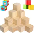 24 Stück Holz Würfel 40mm Kleine Holzwürfel Natürliche Blanko DIY Holzblöcke Hol