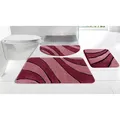 OTTO home Badematte Anna, Badvorleger, Badezimmer Teppich, Höhe 16 mm, rutschhemmend beschichtet, fußbodenheizungsgeeignet, schnell trocknend, Polyester, rechteckig, Badteppich, Hoch Tief Effekt, Modern, Weich, Wellen rot rechteckig | 90 cm x 160 cm x 16 mm
