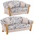 Polstergarnitur HOME AFFAIRE "Milano, bequem durch Federkern, Landhaus Stil, geschwungene Armlehnen", beige (creme, flieder geblümt), H:83cm T:81cm, Sitzmöbel-Sets, Polstergarnitur, 2-Sitzer und 3-Sitzer