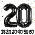 Geburtstag zahlen luftballon 20 jahre | Folienballon Schwarz- Folienballon in 40"-101cm Geburtstagsdeko - Ballon Zahl Deko zum Geburtstag fliegt mit Helium für Männer Frauen 20.Geburtstags