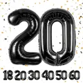 Geburtstag zahlen luftballon 20 jahre | Folienballon Schwarz Folienballon in ...