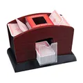 Relaxdays, schwarz-braun Kartenmischer Elektrisch, Holz, 4 Decks, Kartenmischmaschine zum Mischen von Karten, Standard, Schwarz-braun