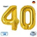 40 Jahre Geburtstagsballon Gold 101cm Luftballon Zahl Deko Jubilä