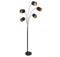 GLOBO LIGHTING LED Stehlampe, Leuchtmittel inklusive, Warmweiß, Farbwechsel, Stehleuchte RGB LED Fernbedienung dimmbar schwenkbar schwarz gold