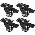 Schwerlastrollen mit Bremse, 4 Stück, 38 mm, bis 300 kg, HMF 6710, Schwarz