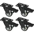 Hmf - 6710 Schwerlastrollen Aus Polyurethan Mit Bremse, 4er Set, 38 Mm, Schwarz