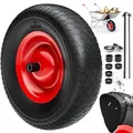 GARDEBRUK Schubkarrenrad PU Vollgummi pannensicher 4.80/4.00-8 ?390mm Stahlfelge 200kg Achse Diamantprofil Reifen Vollgummireifen Ersatzrad Schwarz