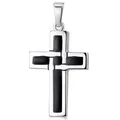 MATERIA Kreuz Herren Anhänger Silber 925 schwarz emailliert für Halskette + Box