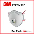 10 Stück 3M Atemschutzmaske 8833 FFP3/V R D Glaswolle Asbest Feinstaub Fasern
