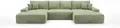 CORNERO Ecksofa mit schlaffunktion VERONA U-Form hellgrün Cord Poso 47 - Schlaffunktion, Bettkasten