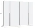 Forte Narago Schrank 270, weißer Kleiderschrank, Schwebetürenschrank mit Drehtüren, Weiß Matt, 270,3 cm breit x 210,5 cm hoch x 61,2 cm tief