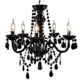 Riess Ambiente Kronleuchter BLACK CRYSTAL Acryl schwarz 55cm mit 5 Armen - Königlicher Lüster mit 15 Feinschliff Prismen