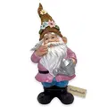 MIJOMA Gartenzwerg Gartengnom GNOME Dwarf Garten Dekoration Gartendeko Wichtel Zwerg für den Garten Wohndekoration Deko für Terasse für Balkon (Rosa Jacke - 27cm)