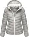 MARIKOO Damen Winterjacke (S-3XL) - Steppjacke, Integrierter Beutel mit Schlaufe, Kapuze (nicht abnehmbar), Warme Jacke Frauen - B994 (M, Grau)