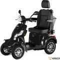 Veleco Faster - 4-Rad Mobilitätsroller mit Kapitänssitz - hohe Rückenlehne - 12 km/h - 1000 Watt Seniorenmobil - Kopfstütze - Elektromobil (Sch... - Schwarz