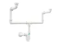 Aqua Bagno Raumsparsiphon Waschtisch - Möbelsiphon - Siphon platzsparend - Siphon flach - Bad - flexibel einstellbar - G 1 1/4 Zoll - DN32 – Doppelwaschbecken