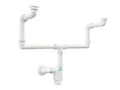 Aqua Bagno Siphon Raumsparsiphon für Doppelwaschbecken, G1 1/4" 40mm, flexibel, (Geruchsverschluss, 11-tlg., universell einsetzbar), mit Reinigungöffnung - platzsparende Lösung