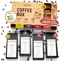 BRÜHDERLICH Kaffee Geschenkset – Kaffeebohnen Probierset 500g (4×125g) ganze Bohnen – Premium Arabica Coffee Beans – Geschenk für Kaffeeliebhaber & Barista