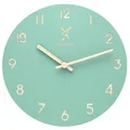 Holzwerk LIMBURG Holz Wanduhr, moderne 25 cm Ø Quarz Wand Uhr in mint grün beige