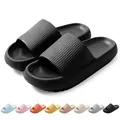 HEOAARG Badelatschen Herren Damen Original Badeschuhe Wolke Badeschlappen Rutschfest Schlappen Wolkenschuhe Weich Cozislides Slippers Flip Flops Innen & Außen，Schwarz，44-45 EU