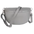 MIRROSI® Bauchtasche Damen, Made in Italy, Echtleder Umhängetasche Echtes Leder, Brusttasche, Crossbody Bag aus Echtem Leder, in 3 Größen erhältlich (Grau Silberner Reißverschluss) (Gr.S)
