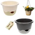 Blumentopf hängend Blumenampel Hängetopf Hängeampel Hängender Blumentopf Hängeblumentopf Outdoor inkl. Kette Wasserspeicher 30 cm elfenbein