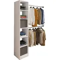 Dacho2 Kleiderschrank Regal mit 2x Kleiderstange 6 Ablagen weiß. - Weiß