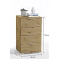Pol Power Beimöbel Nachtkommode 4 Schubkästen Holzwerkstoff Dekorfolie 46x79x42 cm - Artisan Eiche