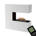 GLOW FIRE Wasserdampf Kamin Schiller (Standkamin) - Elektrokamin mit realistischen LED 3D-Flammen, Knistereffekt & Fernbedienung, 120x120x37 cm - Opti-Myst 600 Elektro Kamin mit Holz-Deko, Weiß