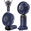Jsdoin Handventilator, Tragbarer Mini Ventilator, Wiederaufladbar, Kleiner Taschenventilator Mit 5 Geschwindigkeitsstufen, Faltbarer USB-Ventilator für Büro, Outdoor (Dunkelblau)