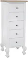 CLP Kommode Kora I Anrichte Aus Holz I Regal Mit Schubladen I Freistehend Für Flur Und Wohnzimmer I Weiß Im Shabby Chic Design, Farbe:Natur/weiß