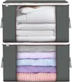Budding Joy 2 Stück 90 L Storage Bags, Storage Boxes with Lid, Large, Moving Boxes, Foldable Underbed Storage Box for Clothes, Duvets and Bedding, Clothes Storage Boxes (Grau)