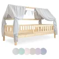 Ehrenkind® Kinderzimmer-Deko-Set: Betthimmel & Wimpelkette für magische Momente | Oeko-TEX Zertifiziert | Kinderzimmer Deko | Betthimmel Kinderzimmer, 120x200 Hellgrau