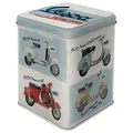 Nostalgic-Art Retro Teedose, 100 g, Vespa – Model Chart – Geschenk-Idee für Roller-Fans, Original Lizenzprodukt (OLP), Aufbewahrung für losen Tee und Teebeutel, Vintage Design