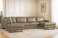 Home affaire Wohnlandschaft Pinto, 350 cm, U-Form, XXL, mit Ottomanen, Cord, Chenille, Lederoptik, mit Keder, Metallfüße, Wellenunterfederung