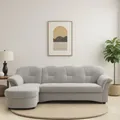 Ecksofa DOMO COLLECTION "Flores Schlafsofa, B/T/H: 233/142/86 cm, L-Form", silber, B:231cm H:84cm T:142cm