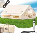 ELONEO aufblasbares Zelt für 2/4/6/8 Personen mit Dachfenster & Luftpumpe, Premium Glamping Zelt wasserdicht, Luftzelt, Inflatable Tent, Camping Zelt, Creme