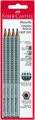 Faber-Castell 117198 - Bleistift GRIP 2001, 4er Packung enthält H, HB, B, 2B