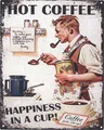 Retro Blechschild Hot Coffee Happiness 20 x 25 cm Retro Vintage Tin sign Wand