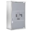 HOMCOM Medizinschrank Arzneischrank aus Edelstahl, Abschließbar Medikamentenschrank mit 3 Fächern, Glastür Apothekerschrank zur Medikamenten-Aufbewahrung, 30 x 18 x 50 cm