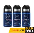 Nivea Men Deep Beat Roll-On Deodorant Antibakteriell 72H Schweißschutz 3er Pack