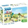 71656 Junior: Bauernhof-Abenteuer mit Traktor, Anhänger und tierischen Freunden, Konstruktionsspielzeug