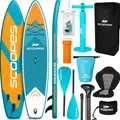 Malplay Stand Up Paddling Board 350x81x15 Aufblasbar Paddle mit Sitz Komplettset SUP Kajak Pumpe Tragetasche Hellblau Surfboard