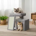 Feandrea Kratzbaum klein, Katzenbaum mit Kratzrampe und großer Plattform, Katzenkratzbaum mit Höhle, 44,6 cm hoch, taubengrau