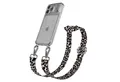 EAZY CASE Handykette Silikonhülle mit Kette für Apple iPhone 17 Pro Max 6,9 Zoll, Kettenhülle abnehmbare Kordel Slim Clear-Cover Leo-Style Schwarz Beige