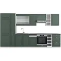 Vicco Fame-Line Küchenzeile Grün-Gold Landhaus/Weiß 355 cm AP Anthrazit ohne E-Geräte