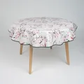 laro 140cm runde Wachstuch Tischdecke abwaschbar Wachstuchtischdecke mit Saum-Eingefasst-Paspelband, Muster:Kirschblüten Rosa Weiß, Größe: Rund 140cm